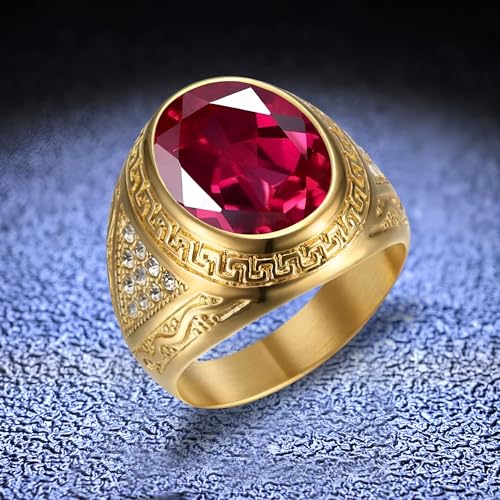 4 Carats Mens Gemstone Ring Luxury 10K 14K 18K Gold Oval Cut Gemstone for Mens Wedding Engagement Ring for Broom Husband Dad Fathers Day Anniversary Valentine's Day3