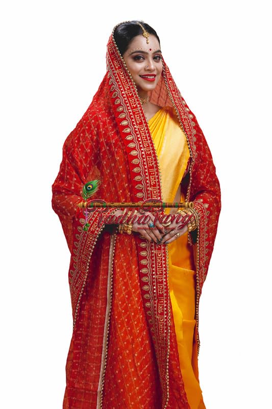 Radha Rang Rajsi Red Bridal Dupatta | Premium Wedding Chunni for Bride | 2.25 Meter | Elegant Pearl Lace Border-image-17