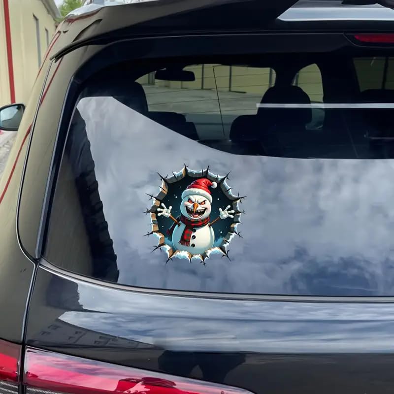 Christmas Festive Snowman Floral PVC Vinyl Car Decals Stickers Waterproof Self-Adhesive Decals for Cars, Laptops, Trucks, Motorcycles Wall Window Luggage Scratch Cover Door Decor Sticker - Image 5