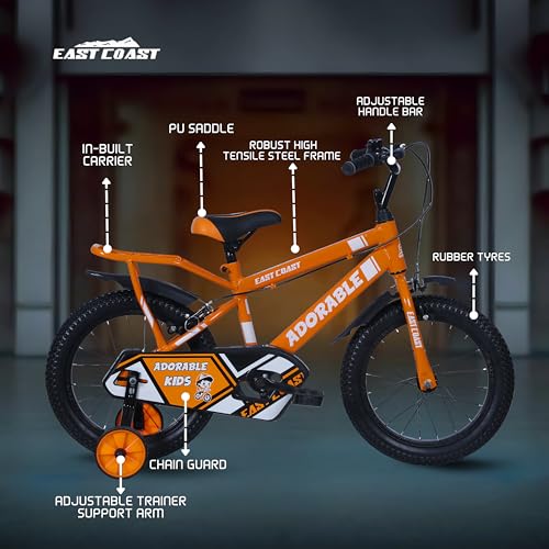 Image of EAST COAST Adorable 16T Cycle for Kids 4 to 8 Years- Bicycle for Kids 95% Pre-Assembled (Orange)