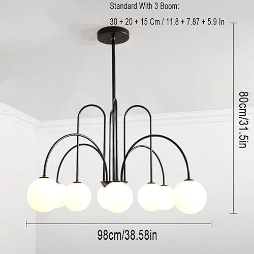 Miniatura 7 de Modern Chandelier Modern Globe Brushed Brass Metal Pendant Light with Adjustable Rods Hanging Ceiling Lighting Fixture for Kitchen Dining Room