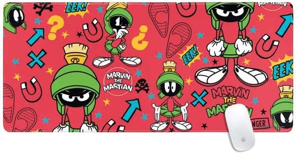 Skinit Extra Large Gaming Mouse Pad - Officially Licensed Looney Tunes Marvin The Martian Super Sized Design with Stitched Edges, Waterproof, Non-Slip Rubber Base, Desk Mat for Keyboard & Mouse