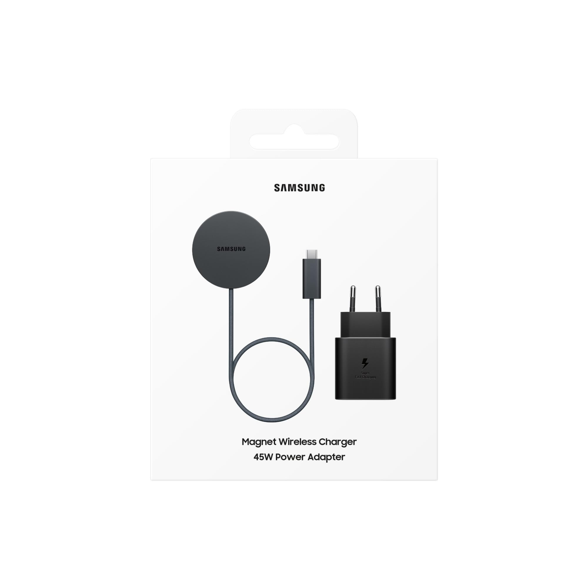 Samsung Magnet Wireless Charger 25 Watt mit Schnellladeadapter 45 W Dark Gray, EP-P2900TB