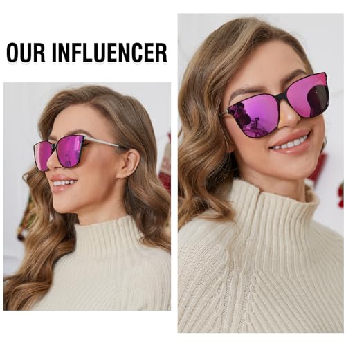 DUCO Oversized Polarized Sunglasses Womens Trendy Mirrored Shades Retro Round Vintage Light Weight UV400 Sun Glasses W0162
