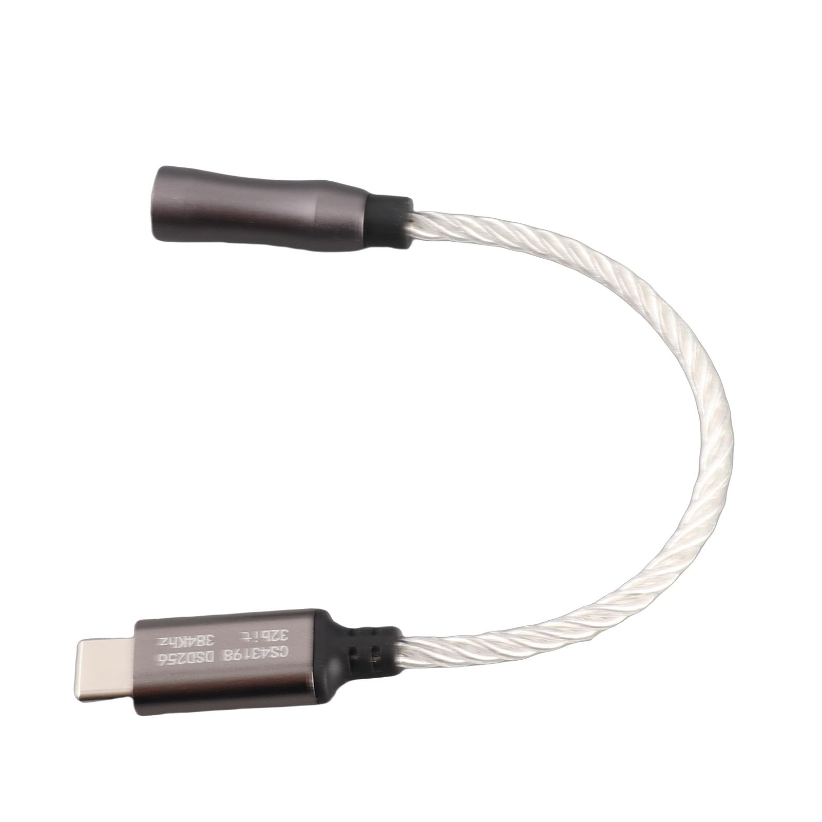 AMONIDA Adattatore Amplificatore per Cuffie da Tipo C a 3,5 Mm Qualità Premium per gli Amanti della Musica Costruzione Placcata Argento da 15 Cm (SILVER)