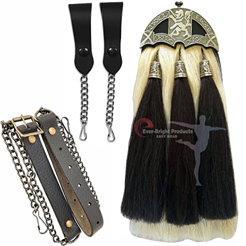 Scottish Kilt Original Long Horse Hair Dress Sporran With Unique Cantel.242