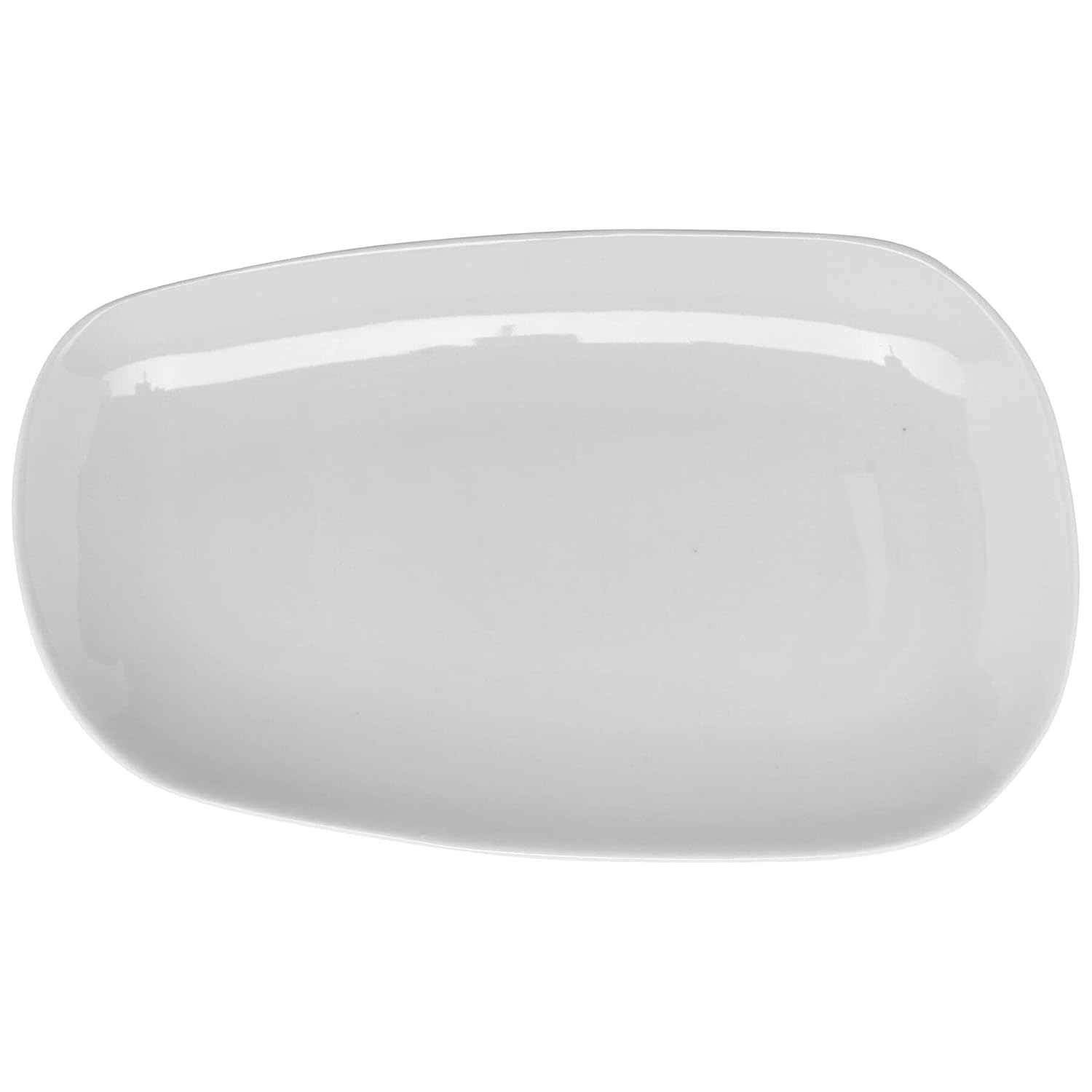 G.E.T. High-Strength Porcelain Asymmetric Appetizer Plate, 9.75", White (Set of 12)