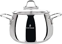 Vista 11 de Venus - Olla profunda de acero inoxidable con tapa de vidrio, olla de sopa profunda adecuada para estufa de inducción (6.8 cuartos de galón (6.4 L))