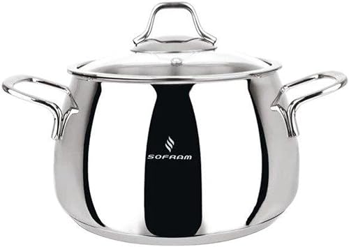 Venus - Olla profunda de acero inoxidable con tapa de vidrio, olla de sopa profunda adecuada para estufa de inducción (4 cuartos de galón (3.8 L))