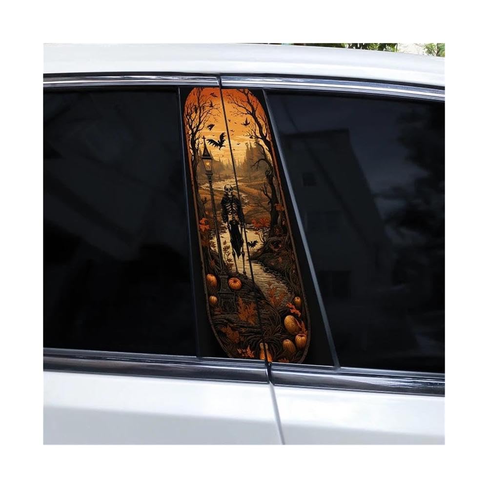 Body Parts 2pcs Halloween Car B-Pillar Stickers Horror Skull Stickers Car Window Pillar Stickers(B)