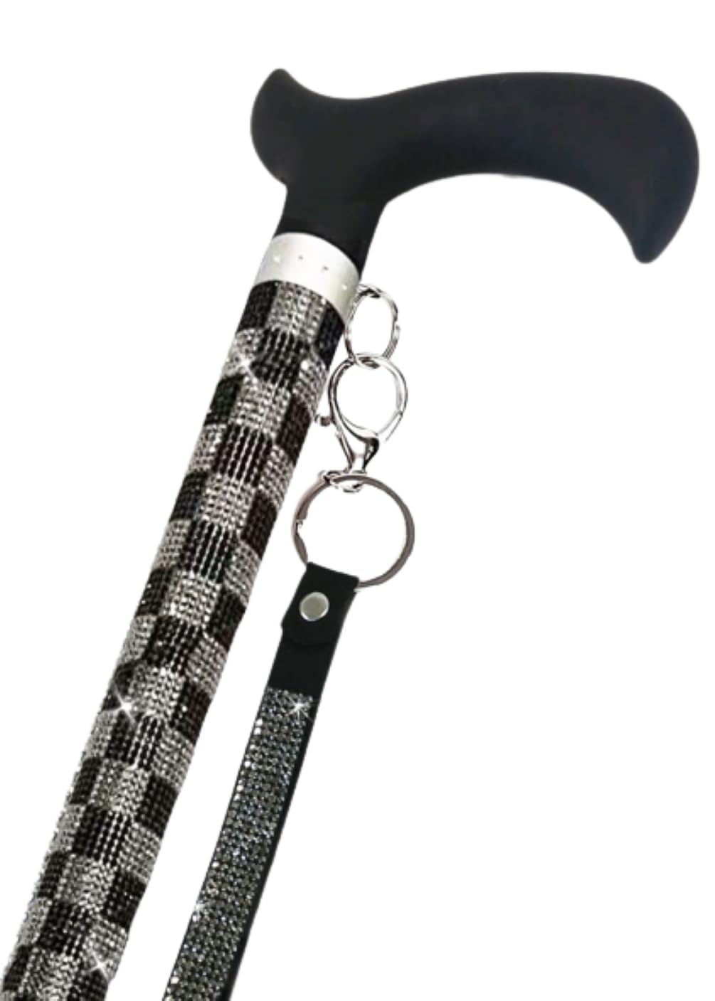 GenericJacqueline Kent Sugar Cane Adjustable Aluminum Crystal Cane (JKC120) Dark Checkmate