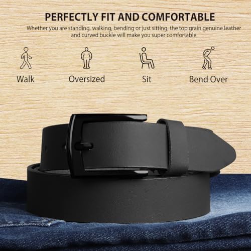 Image of HAYES LONDON Belts for Men Leather Original, Formal & Casual Leather Belt with Solid Metal Curved Buckle