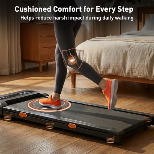 Image of Cybergoing T10 Walking Pad Treadmill with Bosch Motor, Under Desk Treadmill, Fixed 7% Manual Incline, Up to 4 MPH, 2.5HP, 300lb Capacity, App + Remote, 15 inchx36 inch Belt, Treadmills for Home