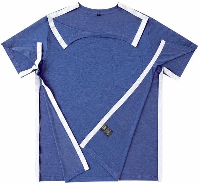 Post Shoulder Surgery Shirts for Men Full Snap Open Tear Away Short Sleeve T Shirt Chemo Port Access Tee Rotator Cuff Surgery - Image 6