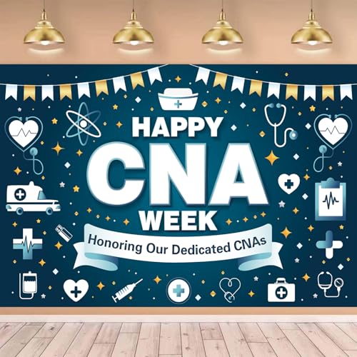 Happy CNA Week Banner CNA Appreciation Banner Certified Nursing Assistant Week Decorations Large Photo Backdrop for Healthcare Staff Nursing Home and Assisted Living