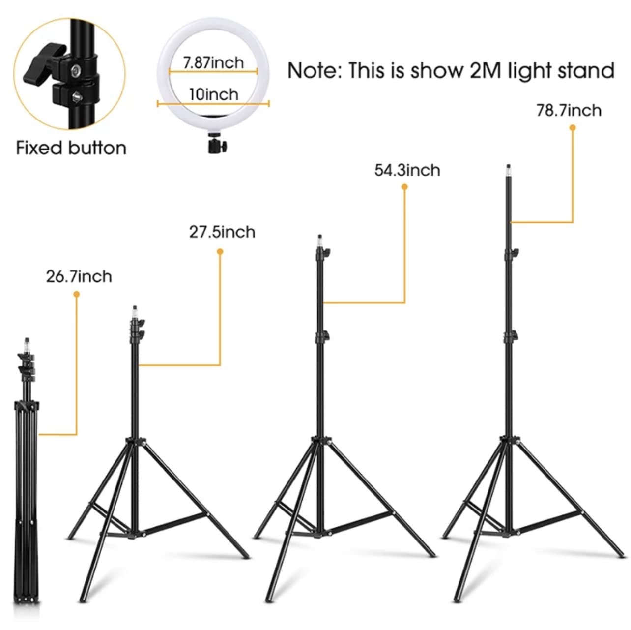 Lampa pierścieniowa 10" ze statywem i 2 x uchwytem na telefon komórkowy, duża, do selfie do YouTube, Tik Tok