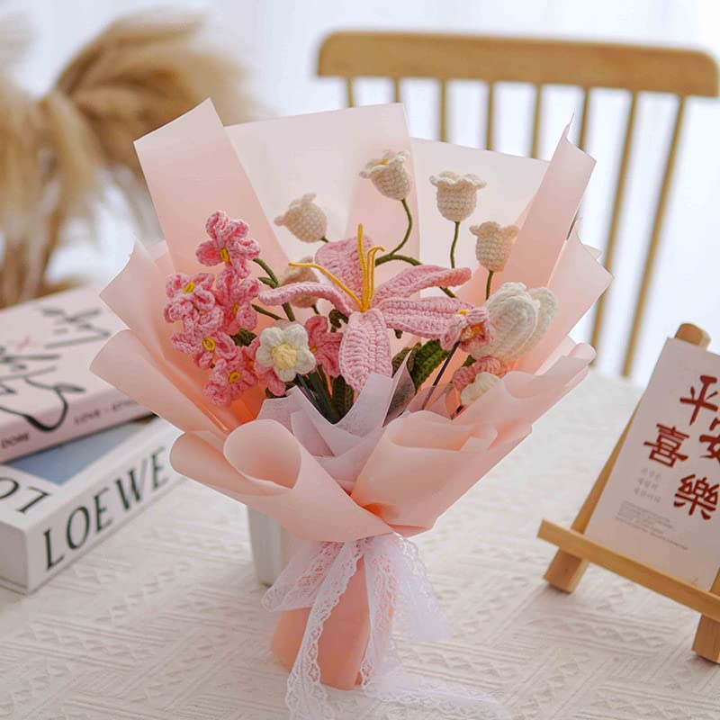 Amazon.com: Mother's Day Flower Bouquet Gift Knitted Rose Tulip
