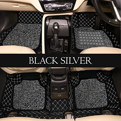 Image of Antiskid Premium 7D Car Mat Full Set for Mahindra XEV 9S 2026 | Luxury Leather Dual-Stitch Full Set 7D Car Floor Mat || 100% Waterproof ||Color: Black Silver