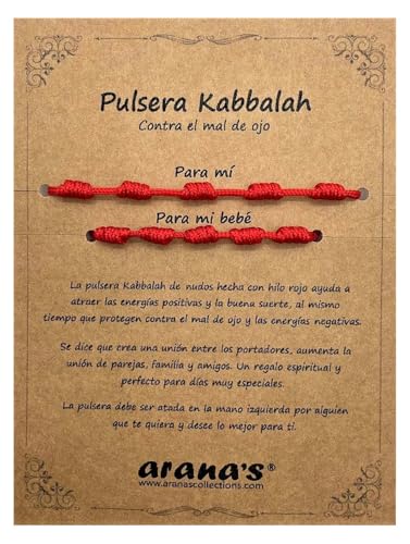 arana's - Pulsera 7 chakras con nudos roja mujer hombre niños bebés - Contra el mal de ojo - Hilo rojo protección energía negativa - Amuleto para la buena suerte - Prosperidad pareja familia amigos