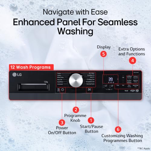 Image of LG 12 Kg, 5 Star, AI DD Technology, Steam Wash, Wi-Fi, 6 Motion DD, Fully-Automatic Front Load Washing Machine (FX1412A5ED, Allergy Care, Ez-Dispense, TurboWash 360˚, 2026 Model, Essence Graphite)