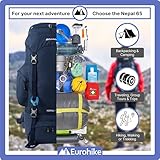 Eurohike Nepal 65 Litre Rucksack with Ventilated Back Panel & Padded Harness, 65L Backpack, Bag for Men & Women, Adjustable, Lightweight, Camping, Hiking, Trekking, Travelling, Outdoors, Blue - Image 6