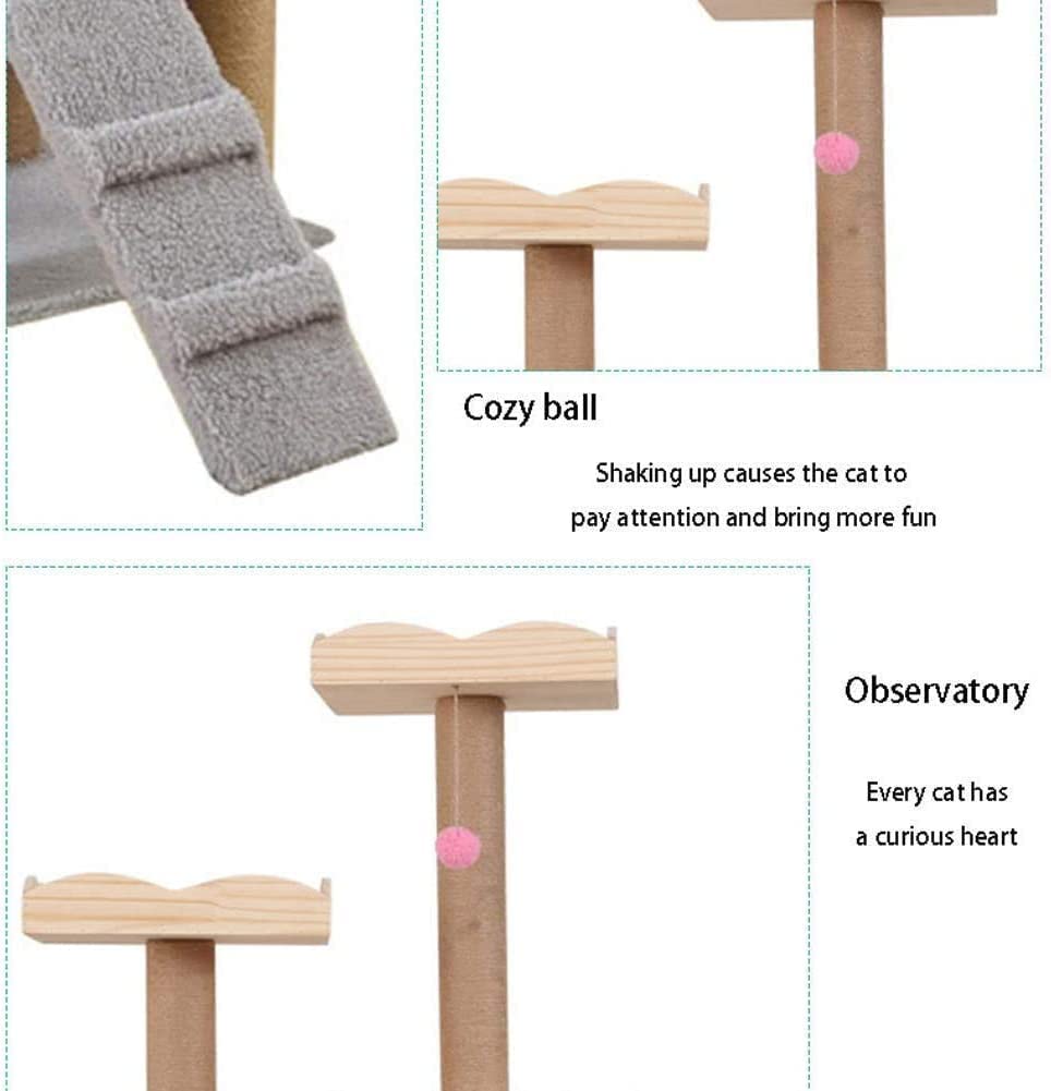 Tiragraffi, Marco De Madera Maciza para Gatos, Rascador para Gatos, Arena para Gatos, Marco De Sisal para Gatos, Multicapa con Bola De Felpa, Árbol para Gatos Stabile Piattaforma