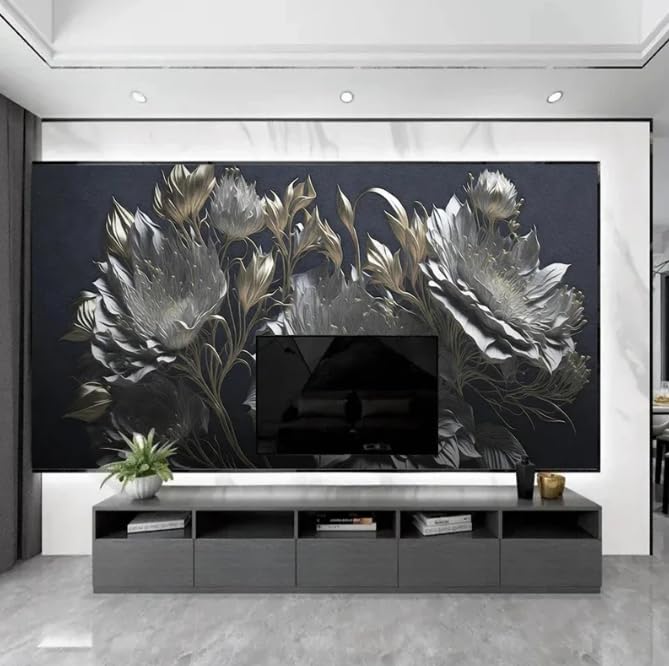 Papier peint 3D fleurs panoramique 450x315 cm pour salon