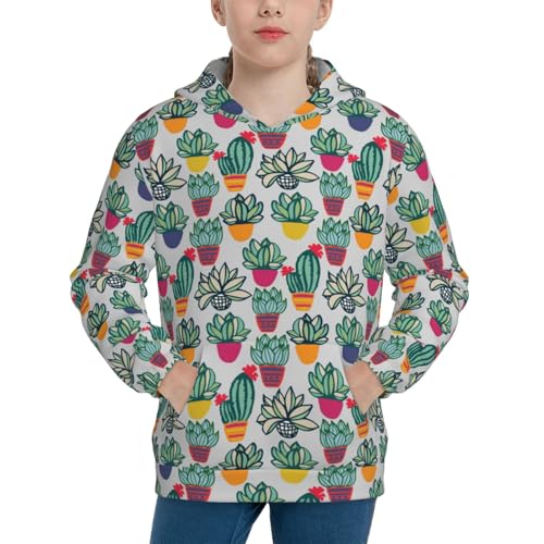 Cactus Plant Kid Hoodies Boys Sweatshirts Girls Pullover with Pocket
