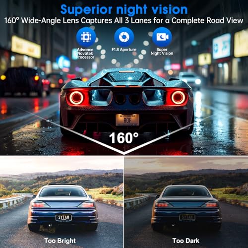 Dash Cam Front and Rear, 2.5K /1080P QHD Dual Dash Camera for Cars, Super Night Vision Dashcam, Loop Recording, 3.39” IPS, 64GB Card Included, 160° Wide Angle, Parking Mode - Black Pro - Image 4