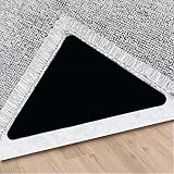 Sollifa Rug Tape,12 Pcs Dual Sided Washable Removable Rug Stopper for Area Rug, Non Slip Adhesive Prevent Curl for Hardwood Floors and Carpet Corners