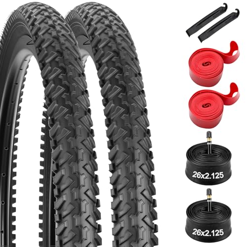 26x2.125 Mountain Bike Replacement Tire,26x2.125 inch Premium Butyl Rubber Puncture-Resistant