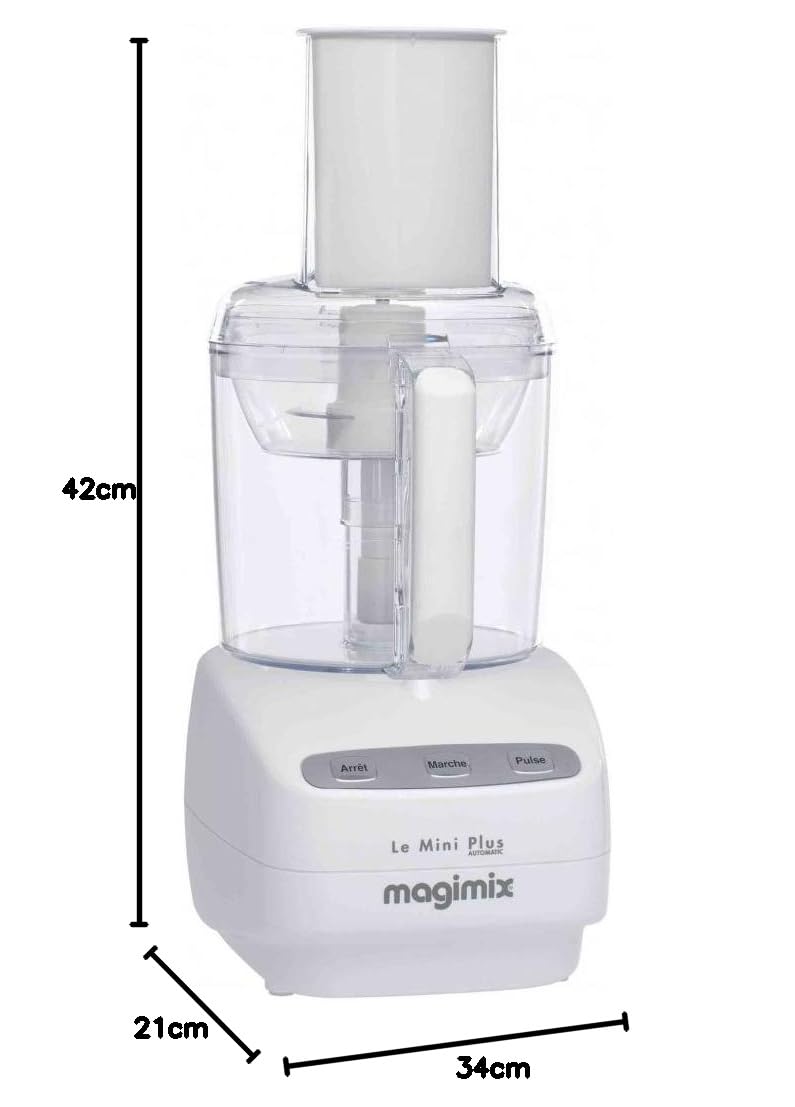 Magimix Robot de Cuisine Multifonction Mini Plus 1,7 L – Hachoir, Blender, Presse-Agrumes – Compact et Puissant – Idéal pour Petites Préparations – Fabriqué en France (Blanc)