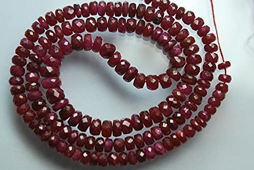LKBEADS Sznurek 40 cm, AAA naturalny ciemnoczerwony Longido rubin fasetowany duży rozmiar rondelles, rozmiar 6-4 mm