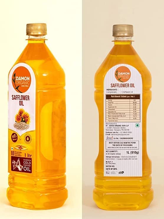 DAMON ORGANIC Wood Pressed Safflower Oil 1 liter (Cold Pressed