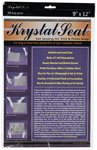 Image of Creative Mark Krystal Seal Art and Photo Bags - Resealable Archival Storage Bags Art Sleeves Plastic Bag Used For Protecting Artwork Resealable With Adhesive Strip - [25 Pack - 9 x 12 inch]