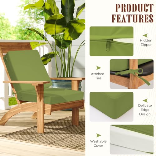 Image of Deep Seat Patio Cushions Set, 24x24 Inch Waterproof & Fade Resistant Outdoor Chair Cushions, Thick Padded Replacement Sofa Cushions for Garden Yard Furniture