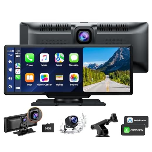 Volam 9,26 Pulgadas Pantalla Carplay Coche con 2,5 K Cámara de Salpicadero de Coche, 1080P Cámara Trasera, A-pple Carplay Inalambrico Android Auto, Mirror Link, Navegación, G00gle, Siri, FM, AUX