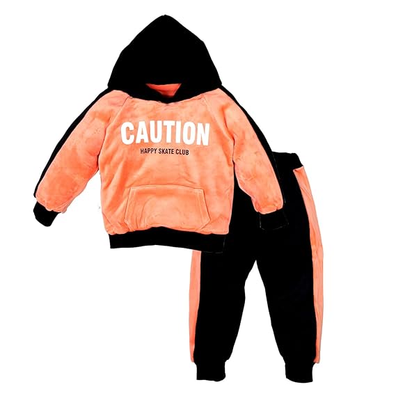 Bold N Elegant Warm Luxury Velvet Pullover Sweatshirt Hoodie Tshirt and Pyjama Set Winter Clothing Set for Infant Toddler Baby Boys Girls