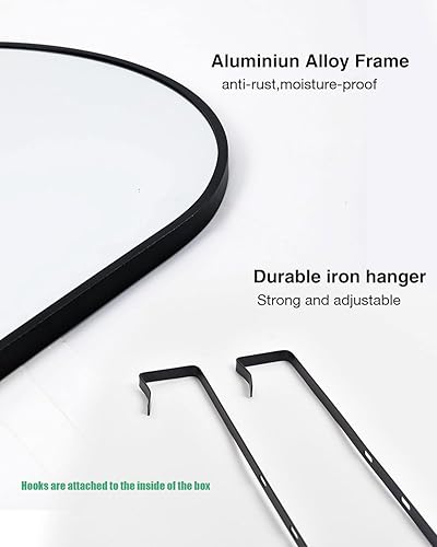 Miniatura 8 de KOMCOTE Espejo de arco de longitud completa, espejo de longitud completa, espejo de piso arqueado, espejo de pared de 58 x 18 pulgadas, espejo de