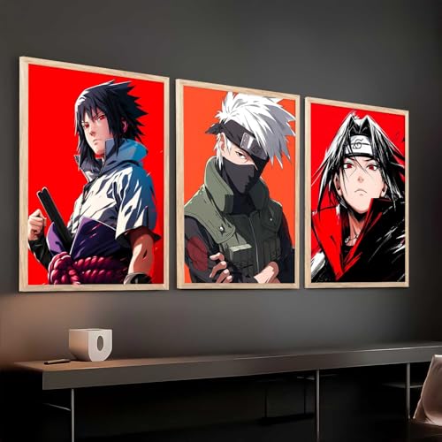 Image of walllane Japanese Anime Framed Posters for Living Room Bedroom Gaming Room | Japanese Anime Characters Aesthetic Poster with Frames Wall Decor Set Of 3 (19 X 25 inch)