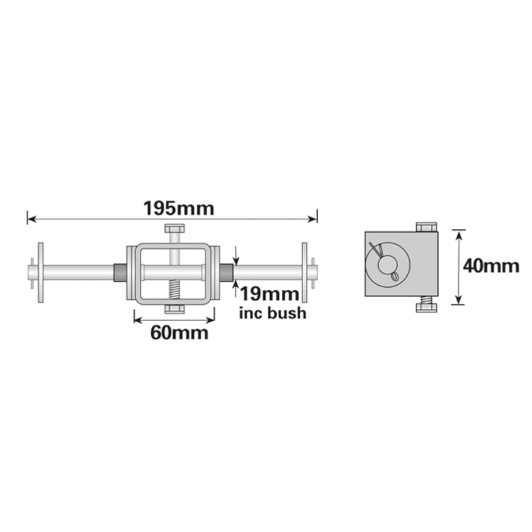 AB Tools Boat/Jetski/Dinghy Trailer Roller Bracket 195mm, 20mm Spindle UBR34