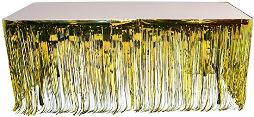 2pack Metallic Metallic Foil Fringe Table Skirt(2pack, Gold)