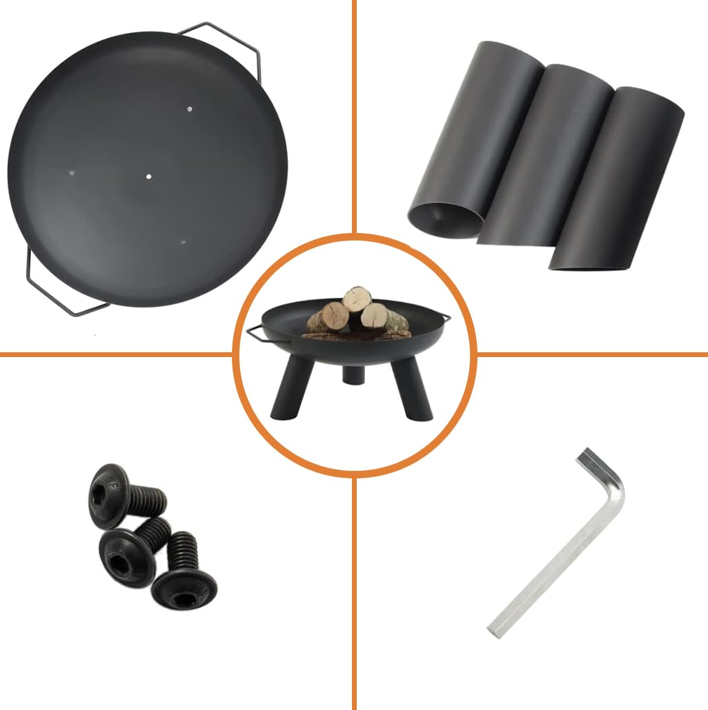 Braciere dal design premium, diametro 55 cm, in robusto acciaio, resistente al calore fino a 600 °C, braciere da giardino per legno e carbone, stabile braciere da terrazza, per esterni e giardino