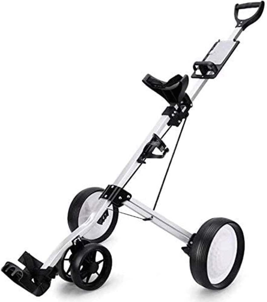 Carrello da Golf Multiuso Carrello da Golf Carrello da Golf a 4 Ruote Carrello da Golf Pieghevole Push Pull Carrello da Golf con portabevande Carrello da tiro Compatto