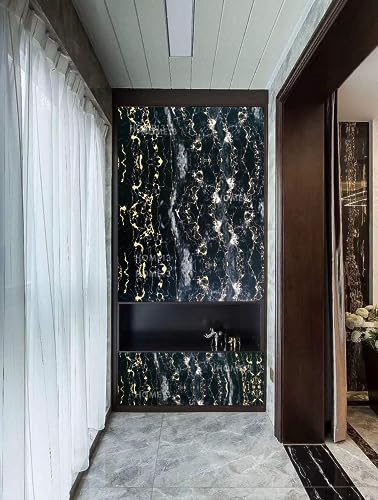 Image of HOME13 Marble Wallpaper Peel & Stick Contact Paper Self Adhesive Decorative Removable Waterproof Wallpaper for Kitchen Cabinet and Furniture Countertops (24 X 144 INCH, Black Fiber Matte)