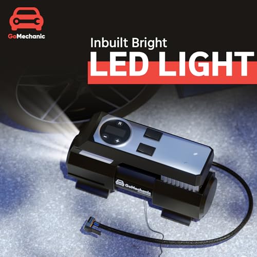 Image of GoMechanic Digital Tyre Inflator for Car - 150 psi, 12V DC Portable Air Pump /Compressor with Digital Tyre Pressure Gauge, Suitable for Bikes, Bicycles or Any Inflatable with LED Light (Gusto T4)