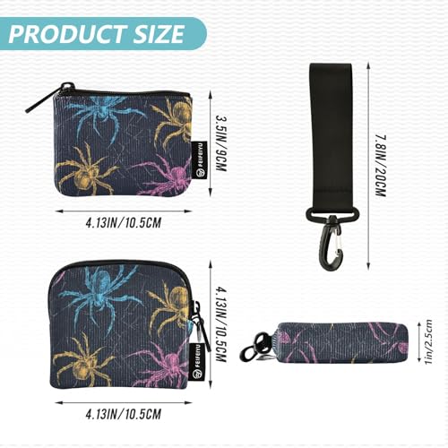 Colorful Halloween Spiders Women's Card Cases Change Holder Slim Portable Card Wallet Money Organizer with Wristlet Strap for Woman 2 Pcs Porta tarjetas de crédito4