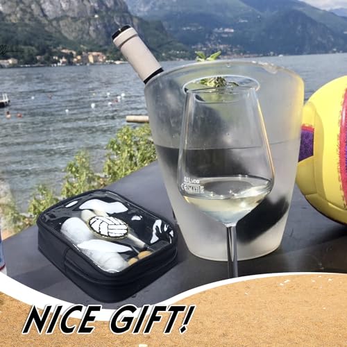 Reginary 12 Pcs Sport Team Gift Bags 6 x 5 Inch Chenille Patch Clear Makeup Bags Waterproof Travel Size for Women Party Favors Team Stuff(Black,Volleyball)4