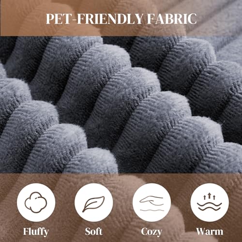Image of 95 inch L Shaped Cloud Boneless Sectional Couches for Living Room, Modern Comfy Modular Deep Seat Memory Foam Compressed Corduroy Sofa Oversized Right Facing Chaise, No Assembly Required, Grey