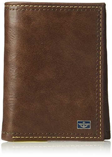Dockers Men's RFID Leather Trifold Wallet With Zipper Pocket, -tan, One Size
